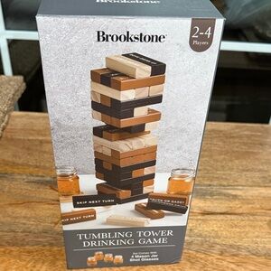 Brookstone Tumbling Tower Drinking Game - Black, Brown, and Tan